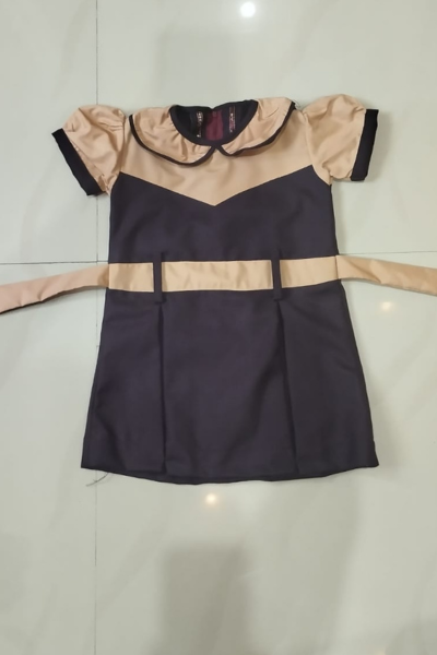Beige Navy School Frock